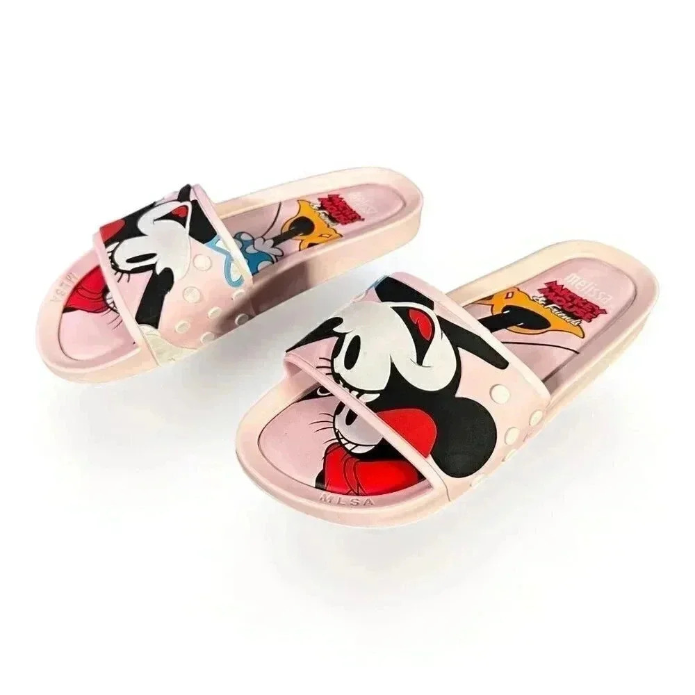 Melissa Mickey Minnie Slide Sandal Flats Pink Blush Women's 9 Disney 40 - Picture 4 of 9